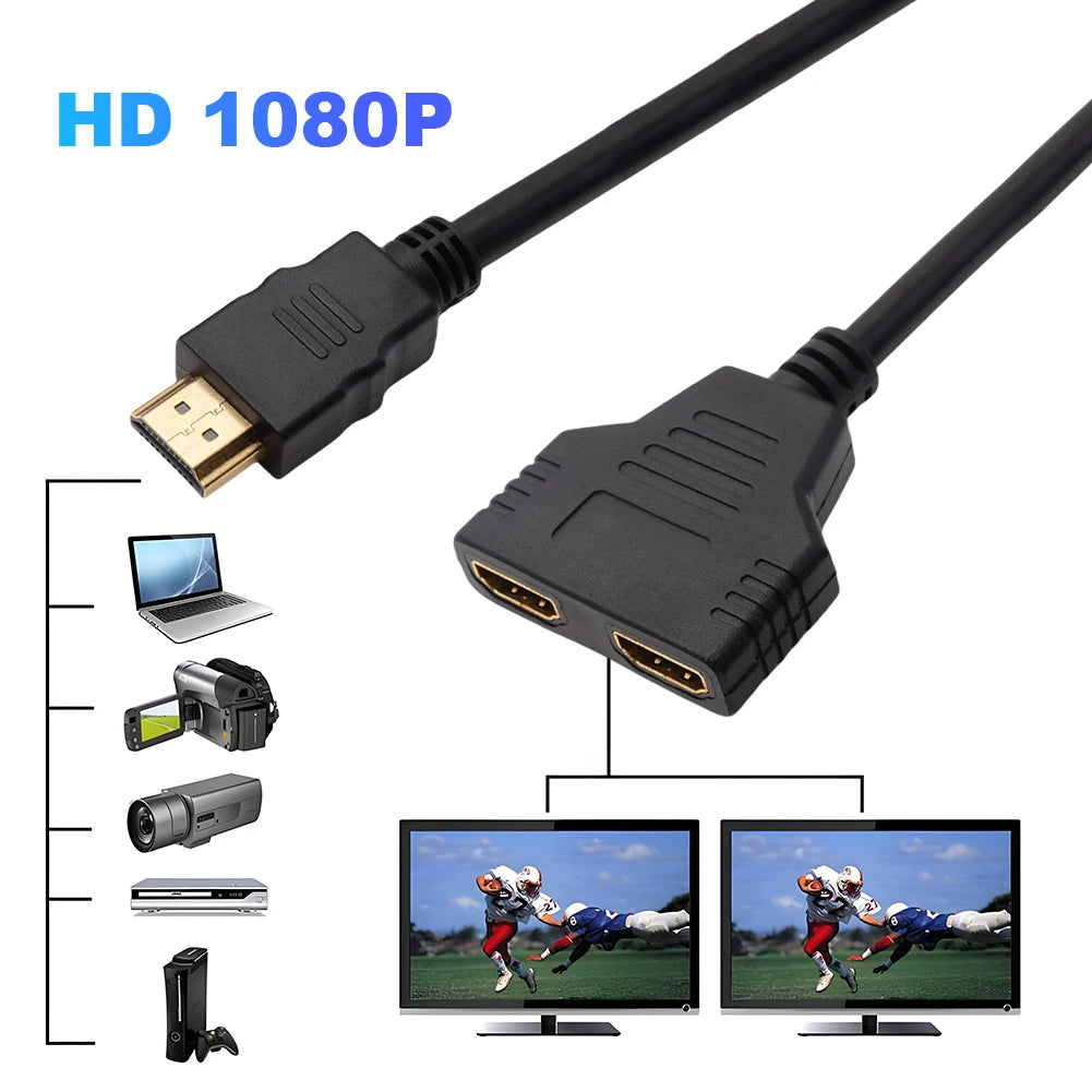 1 Male To 2 HDMI-Compatible