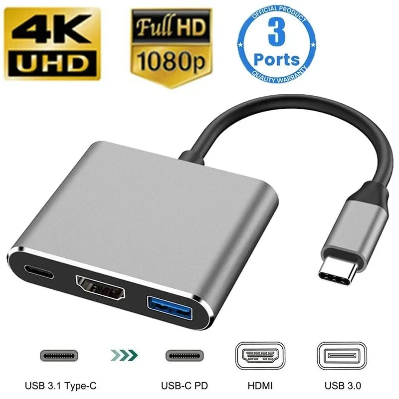3 in 1 Usb Hub USB C to HDMI