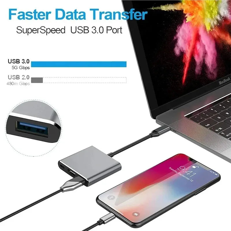 3 in 1 Usb Hub USB C to HDMI