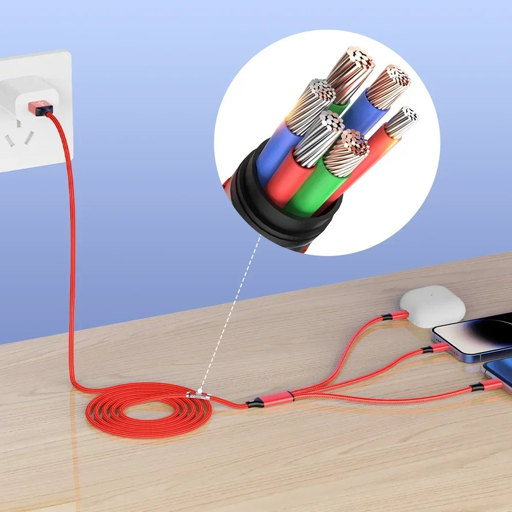 1.2m3 in 1 USB charging cable