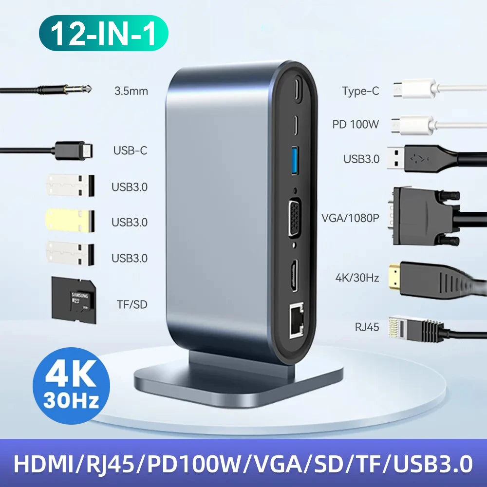 USB C Docking Station 100W USB C HUB
