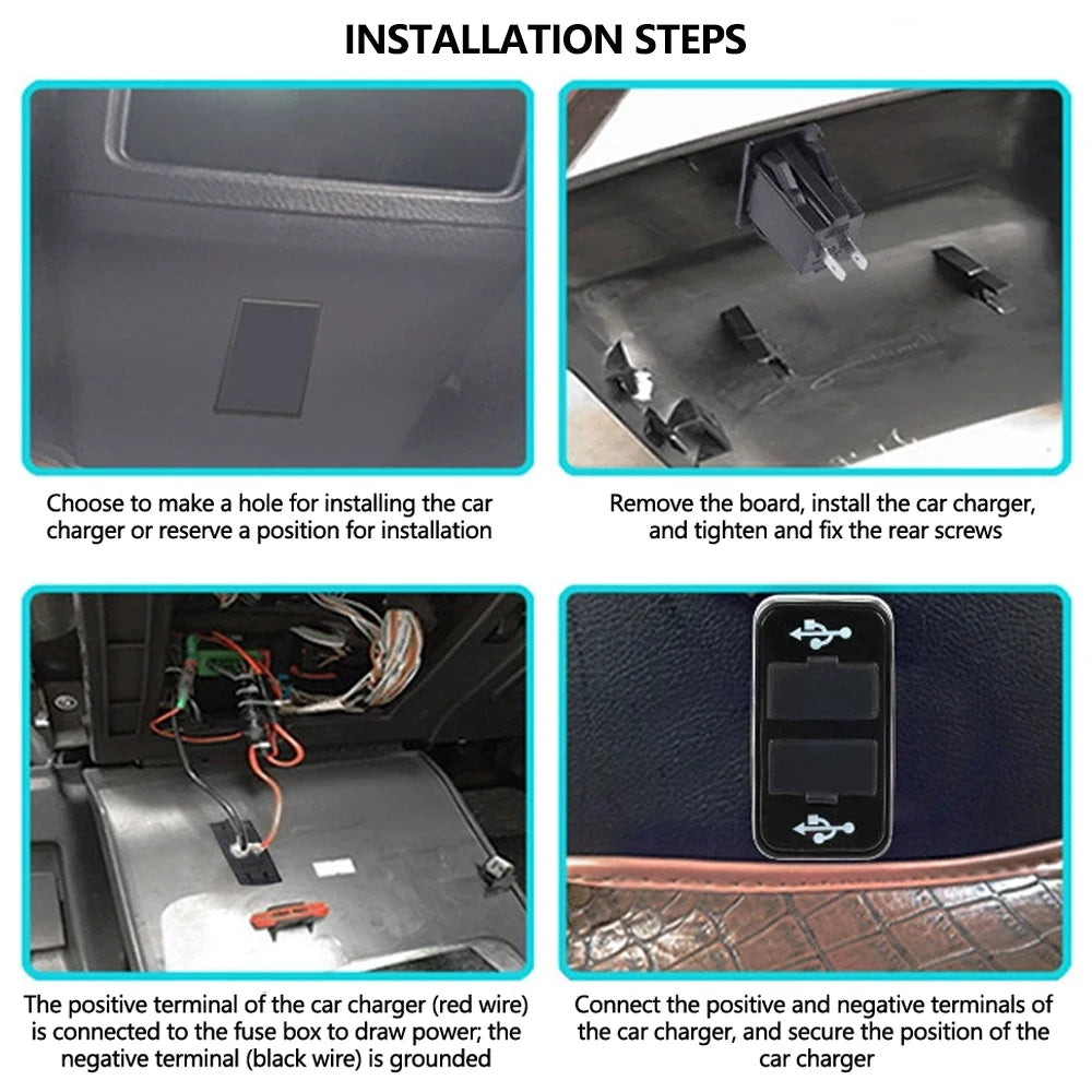 Car Fast Charger Switch Dual USB
