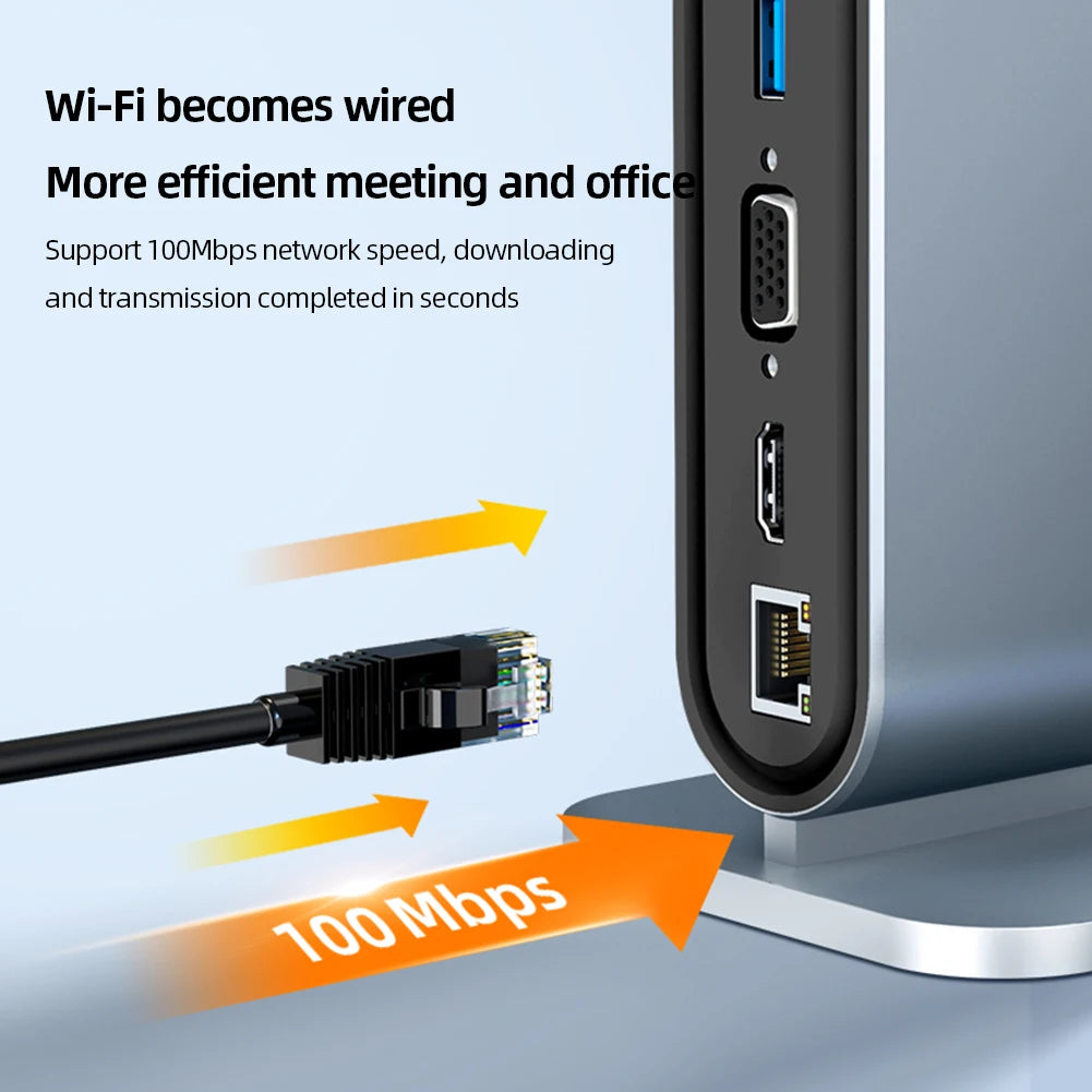 USB C Docking Station 100W USB C HUB