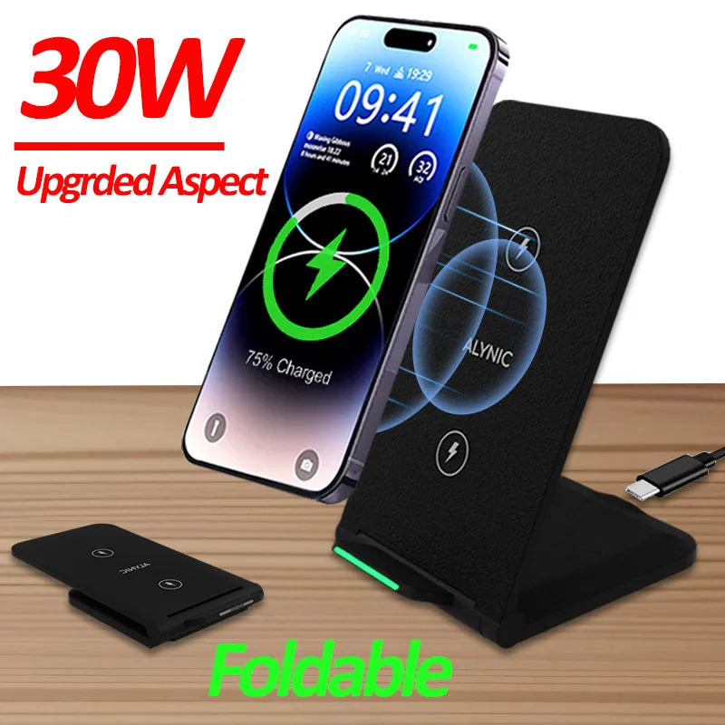 30W Wireless Charger Desktop Foldable Phone Charger