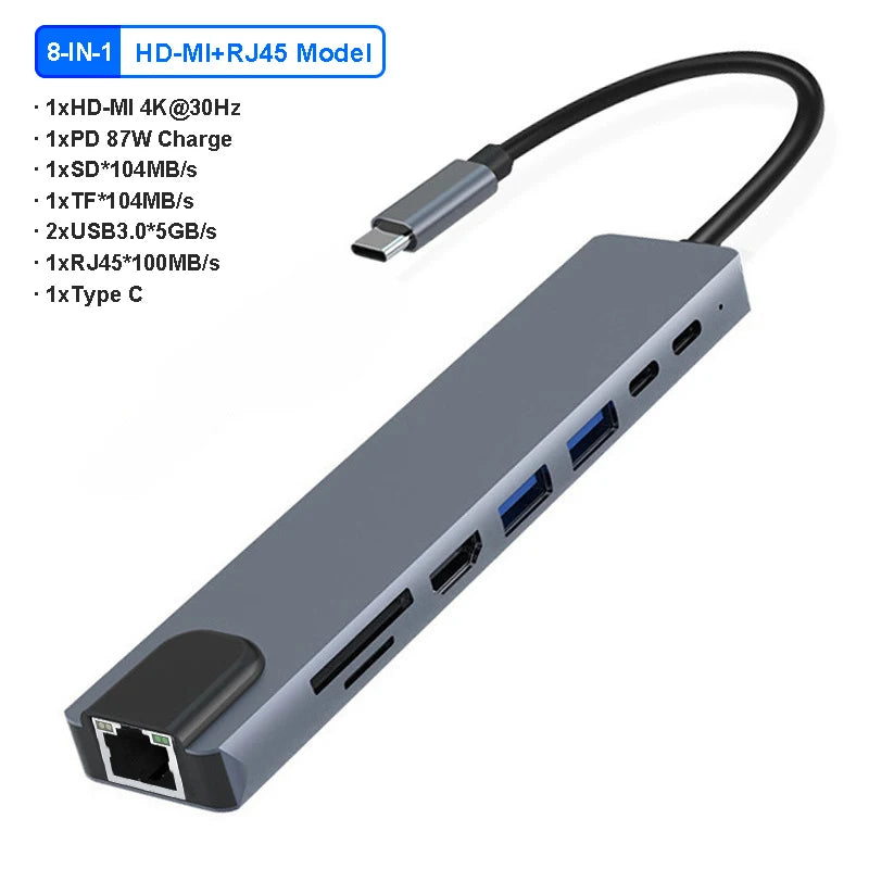 USB C Docking Station 100W USB C HUB