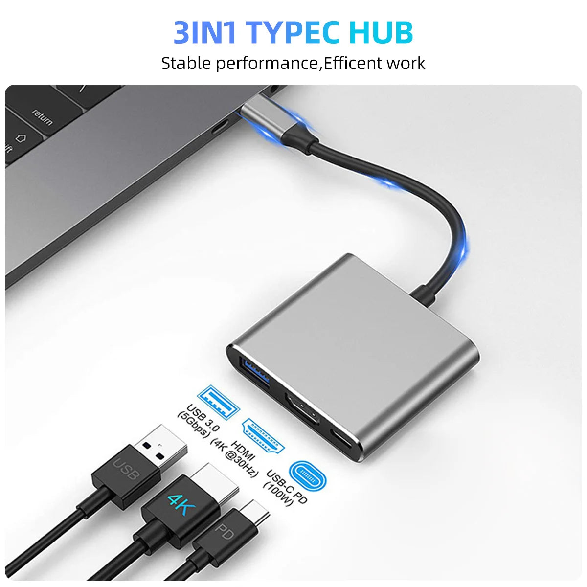 USB-C To HDMI-compatible 3 in 1